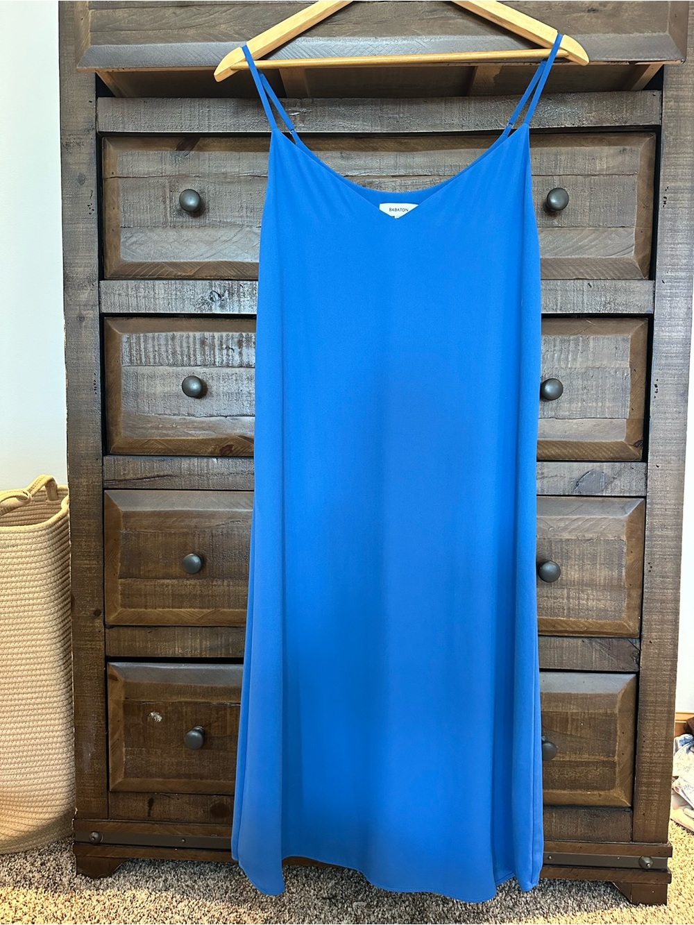 Babaton Blue Slip Dress with adjustable straps